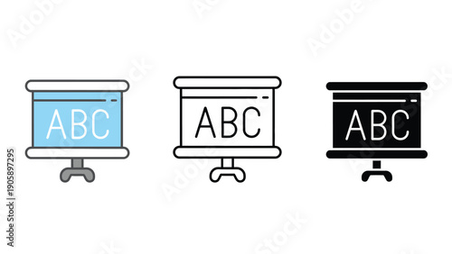 Three different styles of ABC presentation boards are shown.