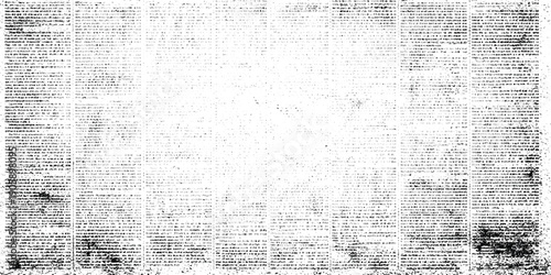 Old newspaper column texture with blurred text blocks and grunge overlay for history and vintage concept