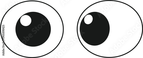 Googly Cartoon Eyes on White Background: Playful and Expressive Vector Illustration for Animation, Children's Content, and Creative Designs, Perfect for Adding a Whimsical Touch