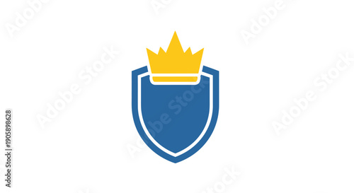 Blue shield with yellow crown.