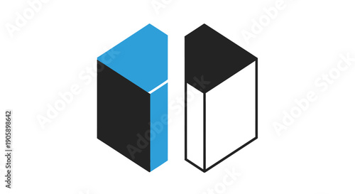 3D cubes geometric shapes icons.