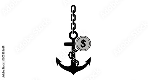 Anchor with dollar coin necklace.