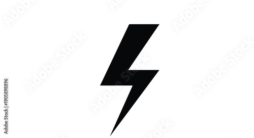 A simple black lightning bolt illustration on a stark white background