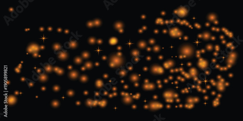 Abstract Orange Glowing Bokeh Lights on Dark Background, Festive Light Effect