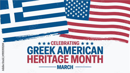 Celebrating Greek American Heritage Month Artistic Banner for Cultural Festivals, Mediterranean History Exhibits and National Pride Campaigns