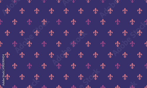 Elegant fleurdelis pattern in a sophisticated purple and pink color scheme.  Perfect for invitations, websites, or textile designs. This regal, repeating motif evokes luxury and tradition.