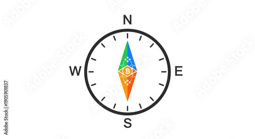 Colorful Compass Navigation Tool Device.