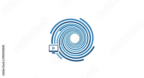 Blue spiral digital circuit board.