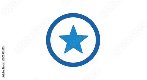 Blue Star Icon in Circular Border.