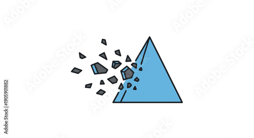 Blue Triangle Shattering into Small Pieces.