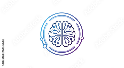 Brain Icon with Circle Design.