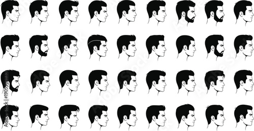Diverse Collection of Male Haircuts and Facial Hair Styles: A Comprehensive Guide to Men's Grooming and Hairstyle Trends for Fashion, Beauty, and Lifestyle Content