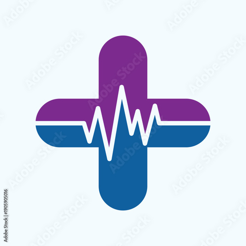 Medical Cross Heartbeat Logo - Hospital, Emergency and Healthcare Symbol