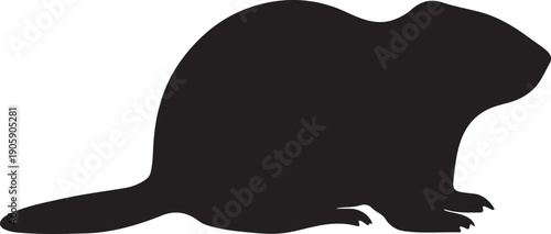 Beaver Silhouette: A stark black silhouette of a beaver showcases the distinctive features of this semi-aquatic rodent. 