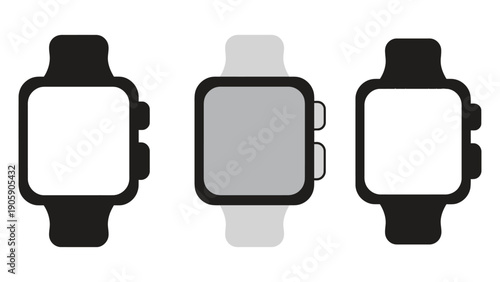 Smartwatch vector icons in various styles and colors for design