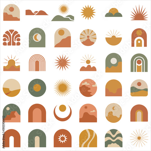 Boho Sun and Moon Abstract