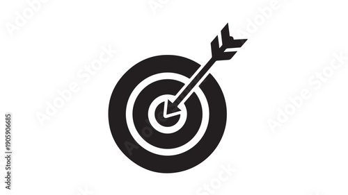 Vector Illustration Of Arrow Hitting Bullseye Target For Business Goal And Success Concept