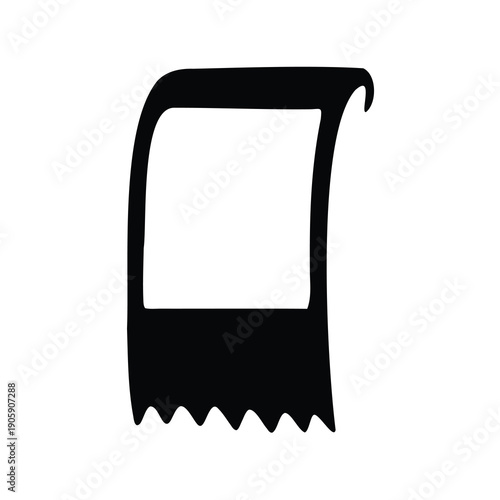 Stylized image of receipt or ticket with jagged edge in black and white