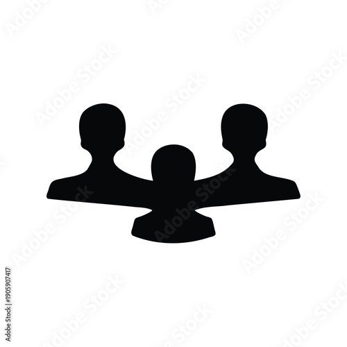 Black silhouette icon of a leadership team with single figure forward