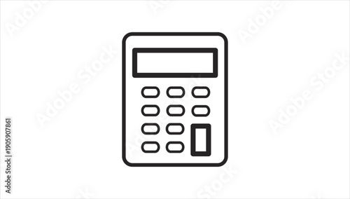 Simple black and white calculator icon with numeric keypad and display screen.