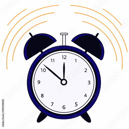 An alarm clock ringing with sound waves emanating from it Vector