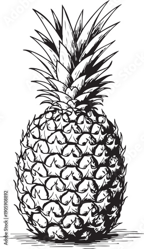 Black and white pineapple illustration