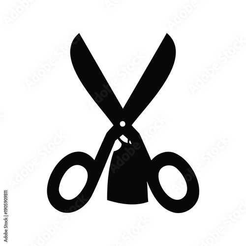 Simple and bold black scissor icon for cutting and crafting projects