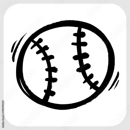 Baseball ball icon in hand drawn sketch style. Minimalist doodle for team sports, athletic match, and baseball tournament design. High quality vector illustration for sport fans.