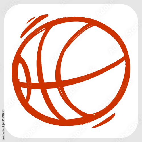 Basketball ball icon in hand drawn sketch style. Minimalist doodle for team sports, athletic match, and basketball tournament design. High quality vector illustration for sport fans.
