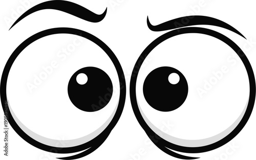 Animated Cartoon Eyes Illustration: Expressive and Playful Vector Graphics for Design, Animation, and Creative Projects, Conveying Surprise, Wonder and Whimsical Emotions