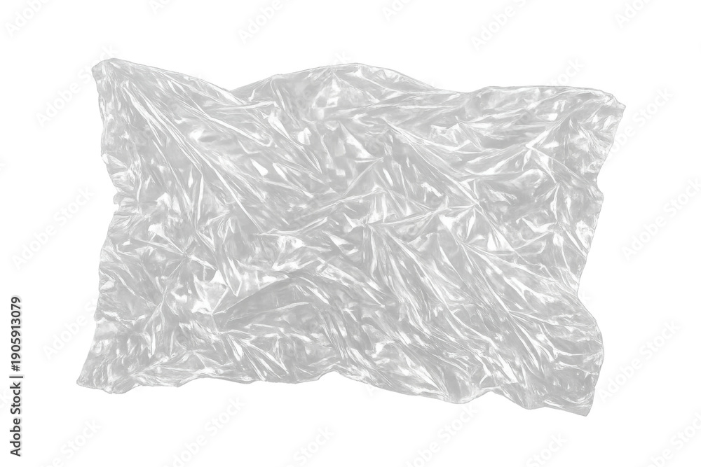 Fototapeta premium Wrinkled transparent plastic wrap texture layer, shiny abstract polyethylene film with crumpled surface effect