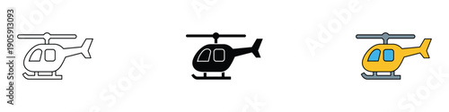 Helicopter icon vector. Flight transportation, Emergency air ambulance, Aviation chopper and rescue travel vehicle symbol set. Vector illustration.