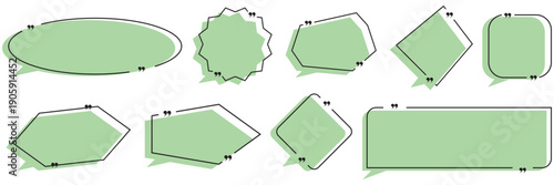 Quote box frame, big set. Quote text in speech bubble. Quote box icon. Blank template quote text info design boxes quotation bubble blog quotes symbols.