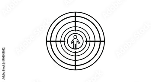 Person icon centered within a crosshair target symbol representing focus on human resources or goals.