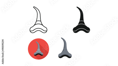 Water Chestnut Icons in Four Variations: Outline, Silhouette, and Gray Tones