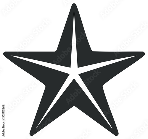 Bold Black Five Pointed Star Graphic Emblem Isolated Design Element