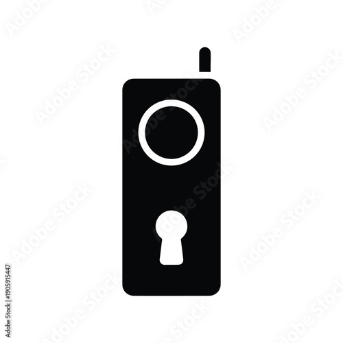 Solid Black Silhouette Smart Door Lock Icon - Simple Flat Style