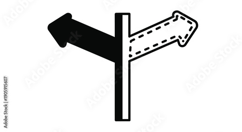 Signpost shows two contrasting directional arrows indicating a critical choice or fork in the road.
