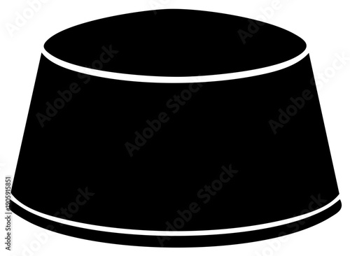 Abstract graphic design of a stylized cone-shaped object, with a white outline.