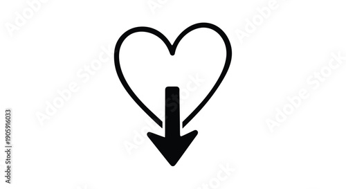Heart icon with a downward arrow suggests saving love, emotional download, or relationship investment.