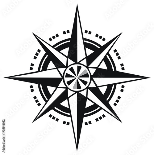 Detailed Compass Rose Illustration Navigation Tool for Travel and Orientation Nautical Chart Graphic Element Map Directional Symbol Design Vector