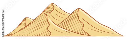 Cartoon illustration of sand dunes in the desert