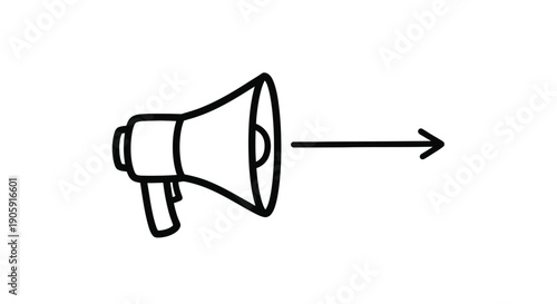 Loudspeaker icon with an arrow pointing right suggests promotion, announcement, or forward.