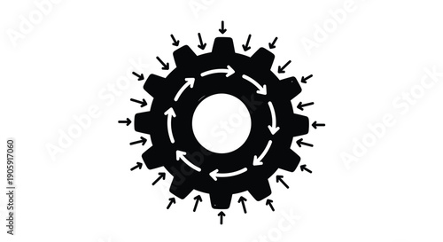 Gear symbol illustrates internal mechanical pressure and cyclical rotation within a machine system.