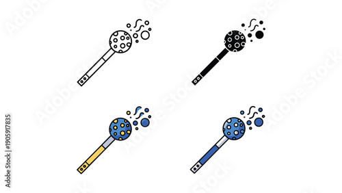 Party Blower Icon Set: Outline, Silhouette, and Colorful Variations for Celebrations and Festive Designs