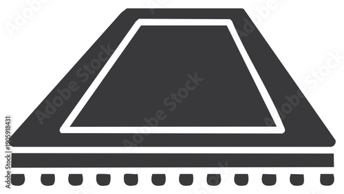 Geometric dark grey rug vector illustration, symbol of oriental style, carpet icon