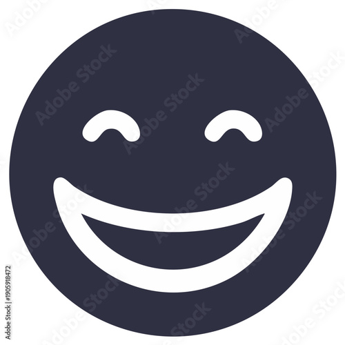 Cheerful laughing emoji icon with a wide smile and closed eyes