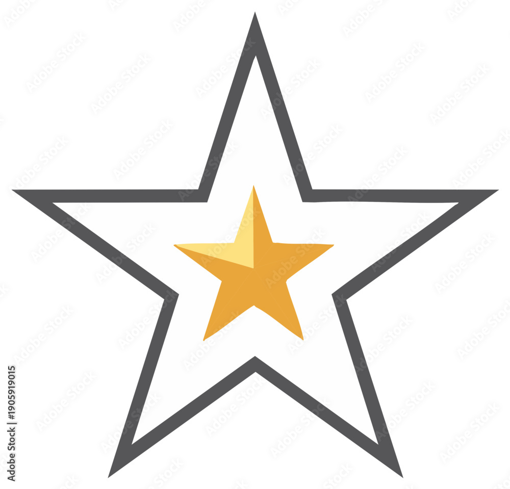 Obraz premium Gold star inside a dark grey star symbol.