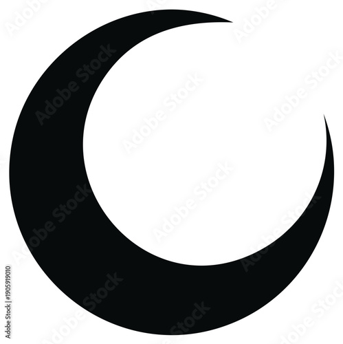 Crescent Moon Silhouette Illustration: Dark Shape Against White, Celestial Body Symbol, Night Sky Concept