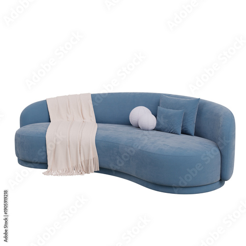 blue sofa isolated on white background